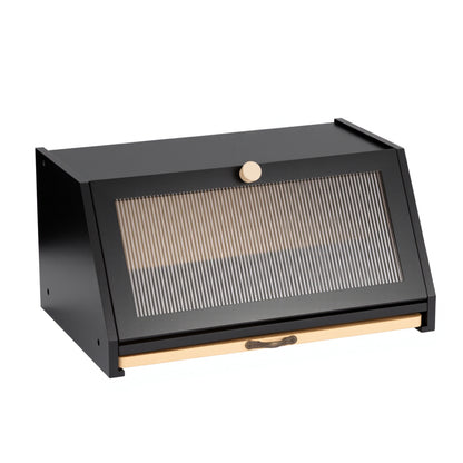 Double Layer Bread Box for Kitchen Counter, 2 Decker Large Wooden Bread Bin, Corner Bread Storage Container with Acrylic Windows, Dry Food Container with Air Vents to Keep Fresh, Self Assembly