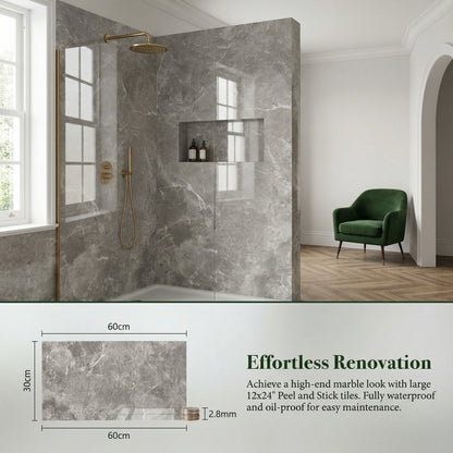 Luxury Marble Pattern Peel and Stick Wall Tiles, Self-Adhesive Backsplash Tiles for Kitchen & Living Room, Waterproof Oil-proof Wall Stickers, Easy to Install Wall Decor, 10/20/30/40pcs