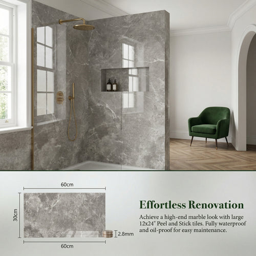 Luxury Marble Pattern Peel and Stick Wall Tiles, Self-Adhesive Backsplash Tiles for Kitchen & Living Room, Waterproof Oil-proof Wall Stickers, Easy to Install Wall Decor, 10/20/30/40pcs