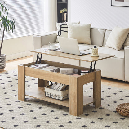 Lift Top Coffee Table with Storage – Hidden Compartment Wooden Centre Table for Living Room & Bedroom, Space-Saving Contemporary Design with Concealed Lift Mechanism
