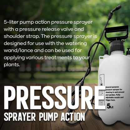Garden Sprayer 5 litre Pressure Sprayer Pump Action, Weed Killer,Water Pump Sprayer, Ideal with Pesticides, Insecticides, Fungicides.