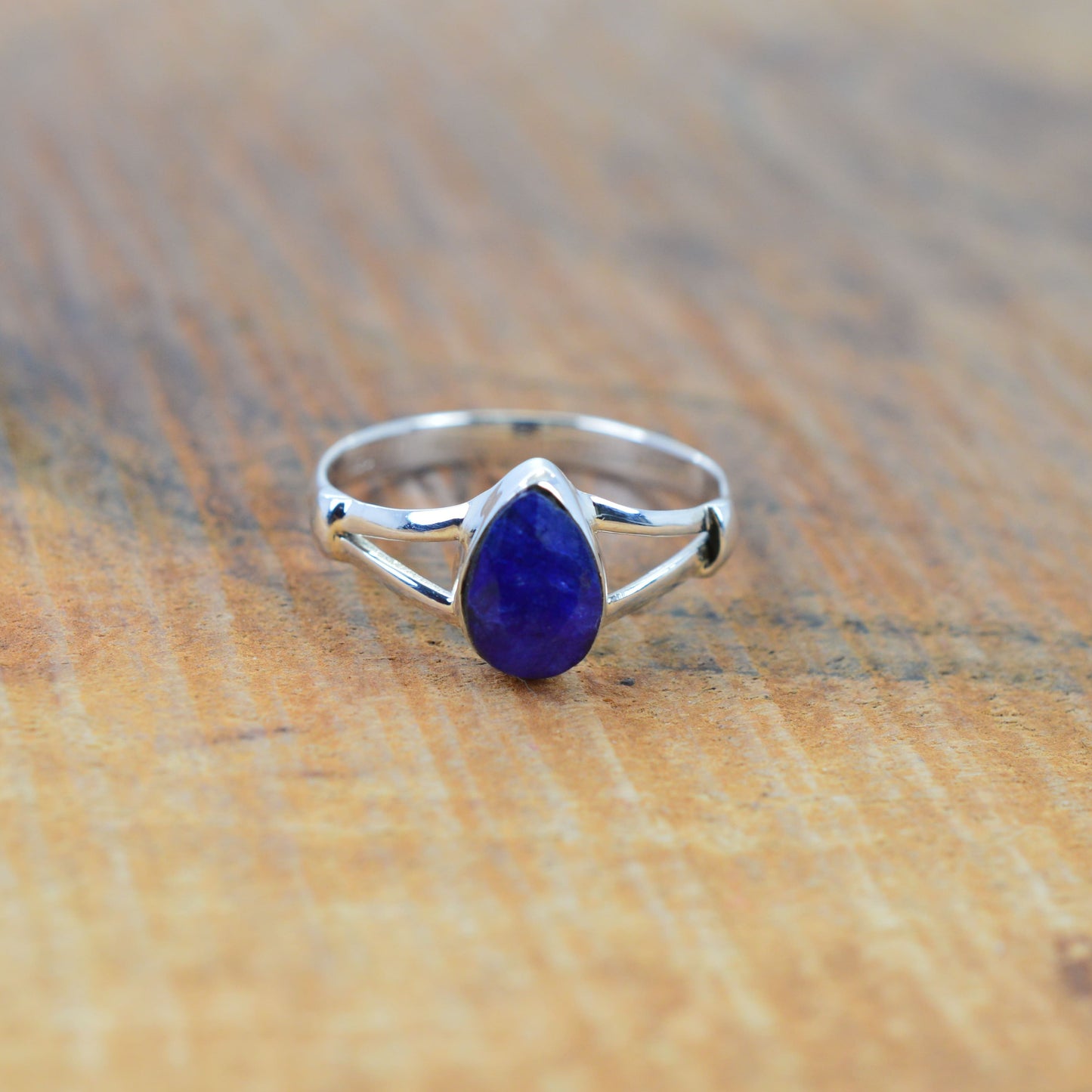 925 Sterling Silver Pear Gemstone Ring in Onyx, Larimar and More, Minimal Daily Wear Jewelry for Women