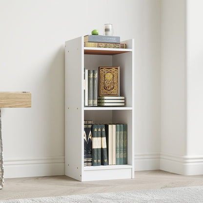 Modern White Wooden Bookcase – Tall & Skinny Bookshelf 2/3/4 Cube Shelves Shelving Storage Unit, Open Shelf Bookshelf For Office Living Room Bedroom Storage Organization