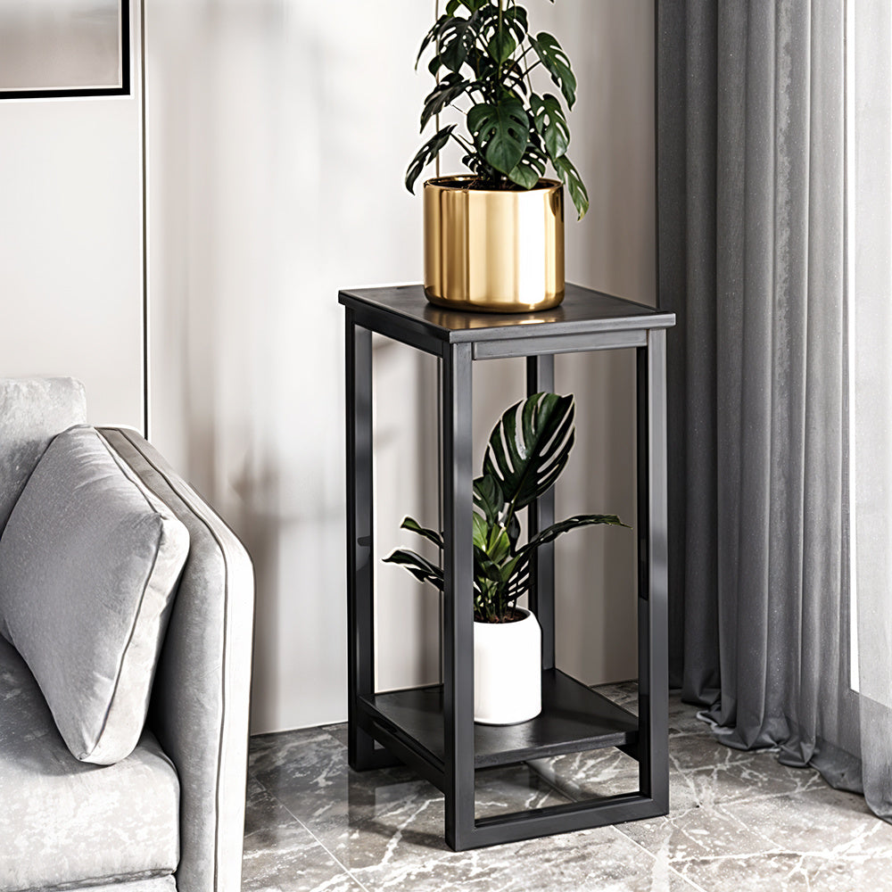 1 Pack, 2-Tier Versatile Metal Plant Stand - Space-Saving Indoor/Outdoor Multi-Layer Potted Plant Rack - Ideal Home Decoration Organizer for Living Room, Balcony, and Bedroom with Sturdy Construction and Easy Assembly - Black/White