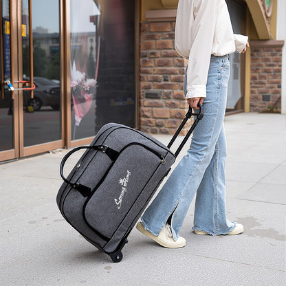 Foldable Wheeled Travel Duffel Bag, Large Capacity Rolling Handheld Luggage for Family Vacations, Outdoor, and Short Trips, Easy - To - Carry Tote with Durable Build