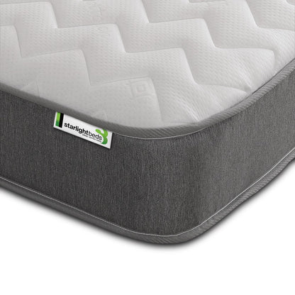 Hybrid Memory Foam Open Coil Spring Mattress 18CM Starlight Beds Zig Zag Cool-Touch Single Double King All Sizes Grey Border