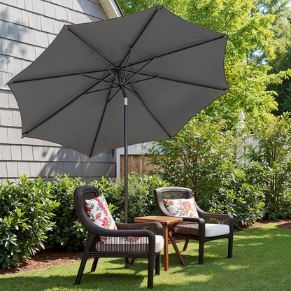 3 m Garden Parasol Umbrella, UPF 50+, Sun Shade, 30° Tilt in 2 Directions, 180 g/m²，Crank Handle for Opening and Closing, for Outdoor Gardens Pool Balcony Patio, Base Not Included, Beige,Grey
