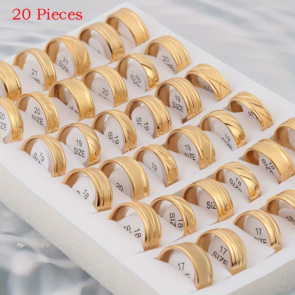 20pcs/Lot Stripe Waterproof Fashion High Quality Rings for Men
