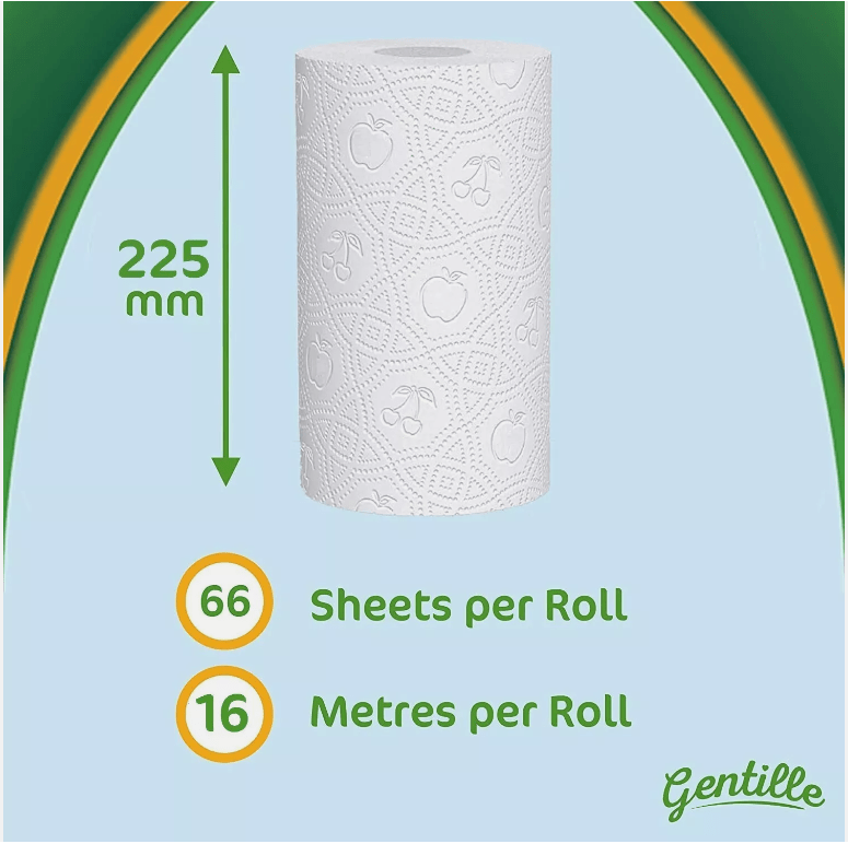 Gentille Giant 3 Ply Thickness Paper Towel | Extra Strong, Absorbent, Tough, Durable Kitchen Roll | Multipurpose Bulk Pack (18)