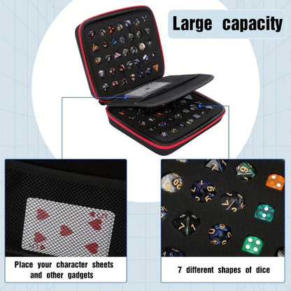 Hard Carrying Case for Dungeons & Dragons RPG Board Games Dice Package EVA 70 Hole Dice Bag with Partition for D&D Portable Bag (Only Bag)