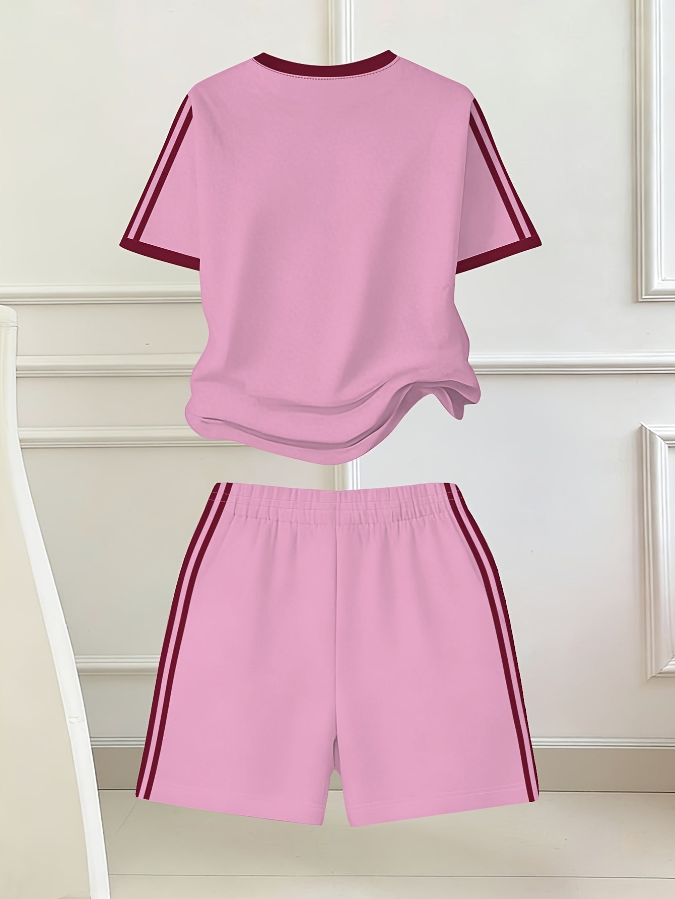 2pcs Set, Easy Bow Print Short Sleeve T-Shirt And Shorts Set, Star Style, Suitable for Spring And Summer, Back-To-School Outfit, Y2K Fashion, Campus Activities, Comfortable Casual, Fashionable And Playful, Hippie Style, Retro Sweet American Style