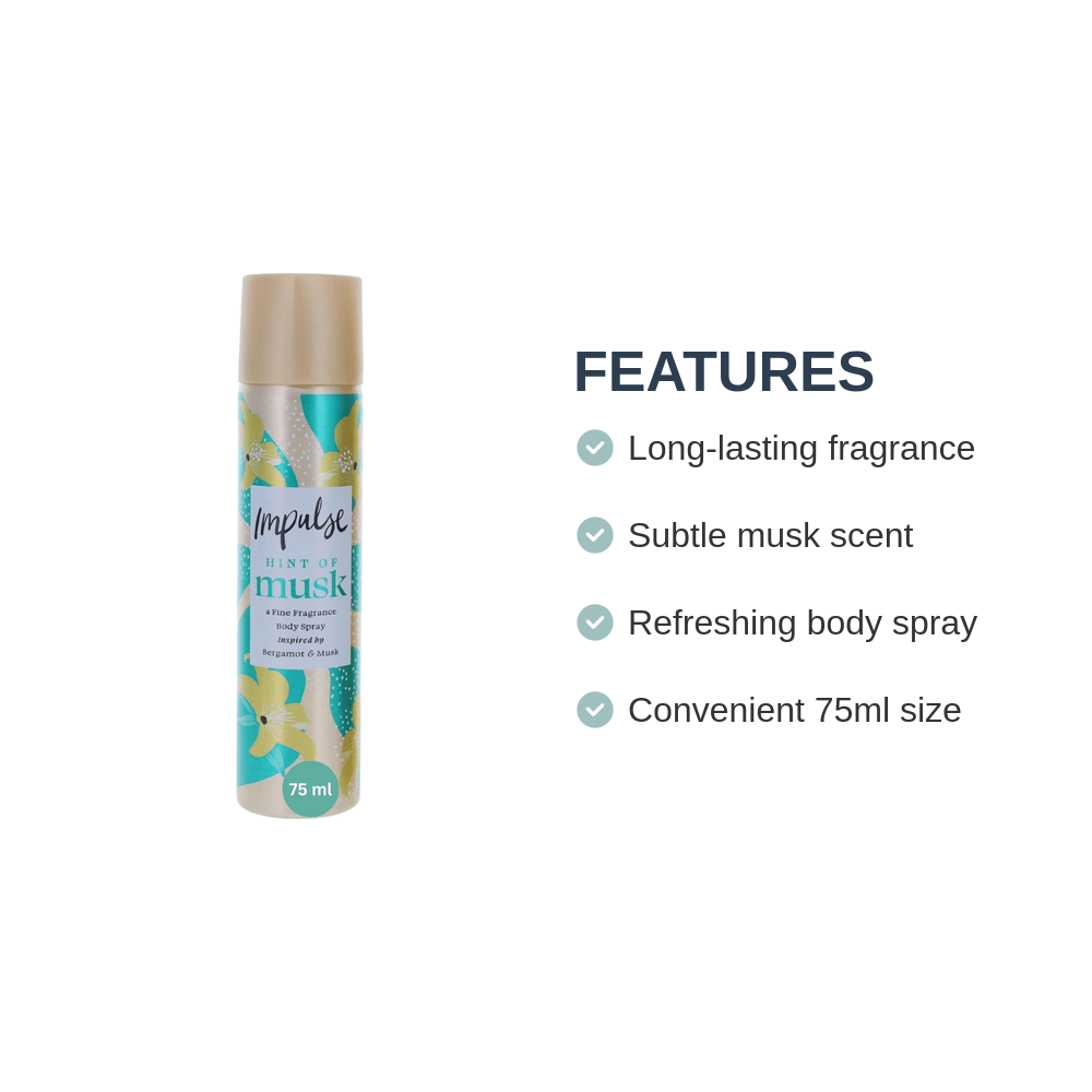 Pack of - 3 Impulse Hint of Musk Body Spray 75ml