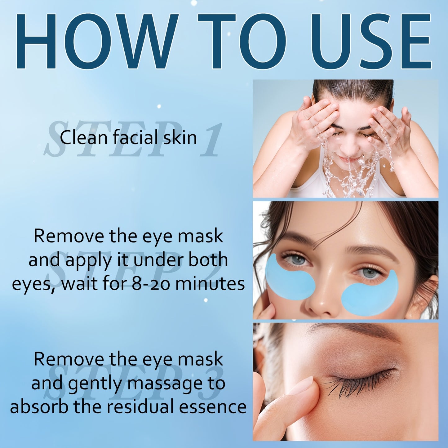 60-Pcs Collagen and Retinol Eye Masks, Intensive Hydration, Deep Moisturizing, Leaves Eye Area Skin More Delicate and Firm, Gives Eye Skin Radiance, Improves Skin Elasticity, Eliminates Dryness and Dullness, Eye Care, Eye Masks, Eye Patches