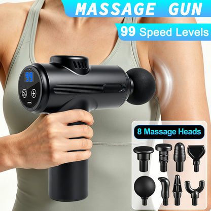Massage Gun Deep Tissue, Muscle Percussion Massager, Portable Handheld Quiet Brushless Motor with LCD Touch Screen, 8 Heads for Shoulder Body Back Relaxation. Father's Day Gift