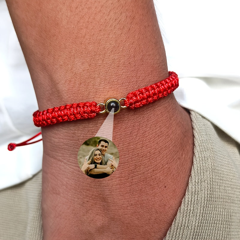 [Custom Photo Bracelet] Personalized Custom Photo Projection Bracelet | Hand-Woven Rope Unisex Bohemian Fashion Jewelry - Memorial Couple Bestie Gift for Birthday Anniversary Valentine's Day Christmas Father's Day