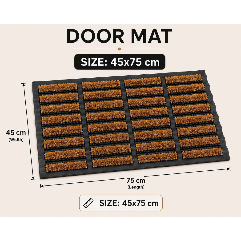 Coir Door Mat Non-Slip Rubber Backed Super Absorbent – Machine Washable Outdoor Doormat for Rain Mud & Dirt, Front Door Porch Patio Entrance, Pack of 1 or 2, UK Stock