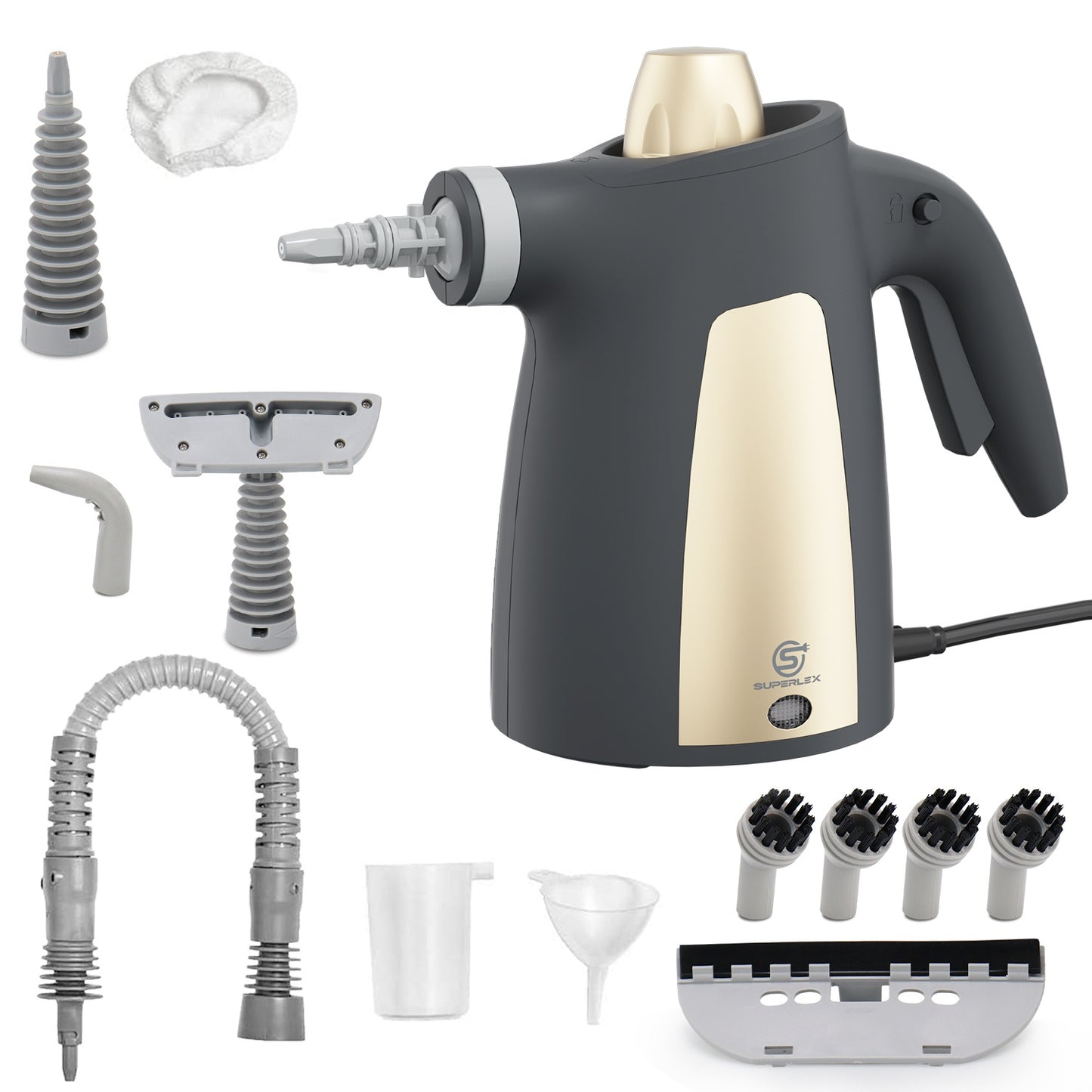 SUPERLEX 10-in-1 1050W High-Power Handheld Steam Cleaner, Includes 9 Accessories. Chemical-free, With A Safety Lock, Safe For Children And Pets. Suitable For Home, Office, And Car, Can Clean Tiles, Windows, Furniture, And Fabrics.
