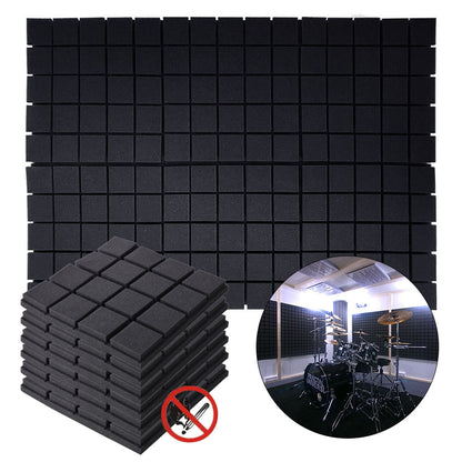 12 Black High-density Polyurethane Sound Insulation Foam Panels - Square Dust-free Sound Absorption Foam Panels, Suitable for KTV/recording Room/tympanum, Size 30 * 30 * 3cm