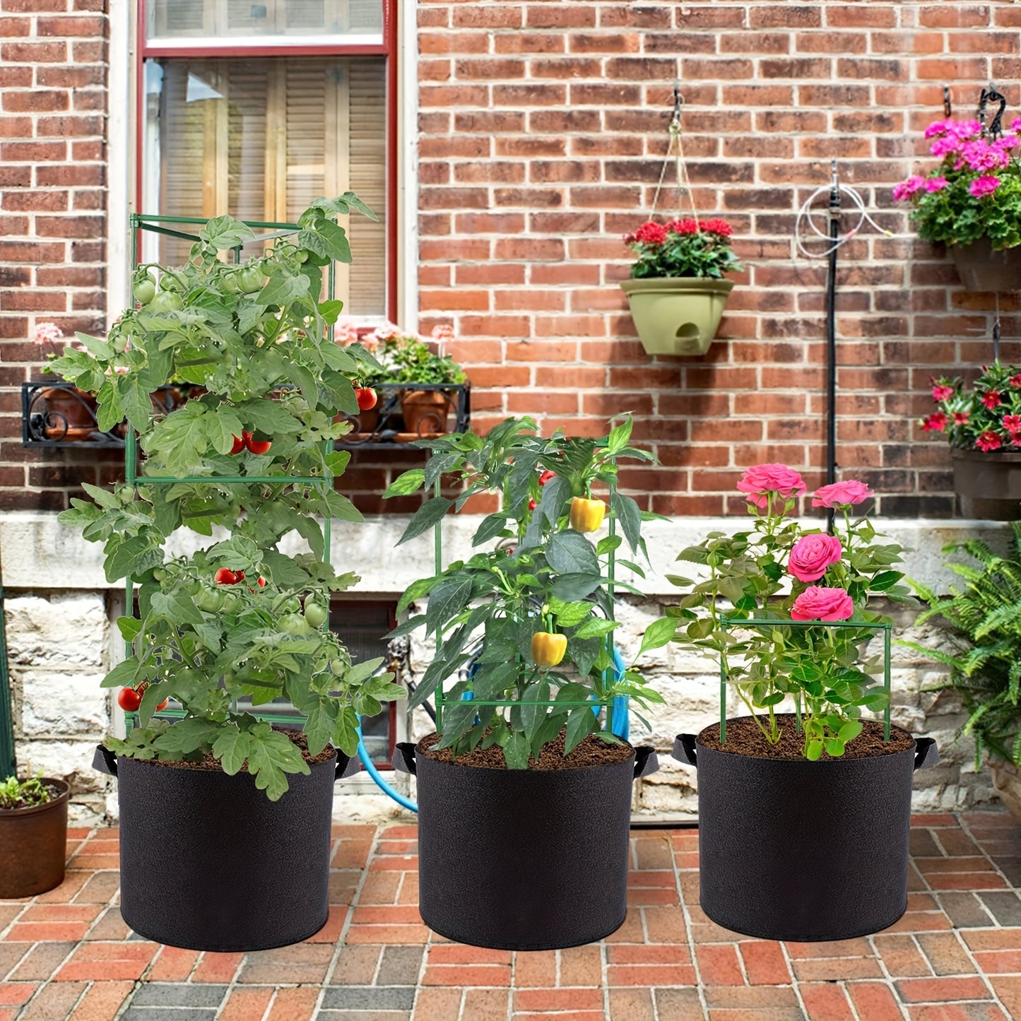 [For Indoor/Outdoor] 3pcs Large Capacity Box-Style Tomato Planting Bags, Designed in a Gardening Style, Heavy-Duty Non-Woven Fabric Plant Pots of 18.93 L, Equipped with Handles, Suitable for Indoor And Outdoor Use