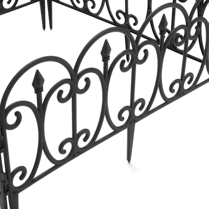 6 Packs - European Plastic Garden Fence, Wrought Iron Effect Garden Fence Practical Garden Fence, Durable, Can Withstand The Weather, Black Size: 60x33cm/23.62x12.99inch.