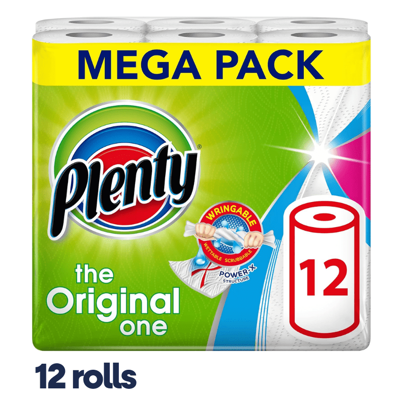 Plenty Kitchen Towel Mega Pack White - 12 Rolls