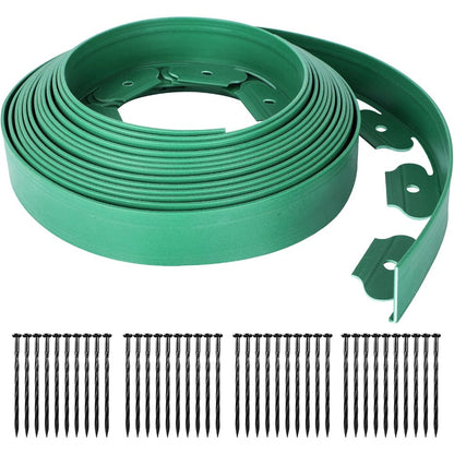 Garden Edging Borders 10m Landscape Edging Extra Tall 6cm High with 40pcs Stakes No Dig Garden Border Lawn Edging Mini Plastic Fence for Flowerbeds Grass (Black and Green)