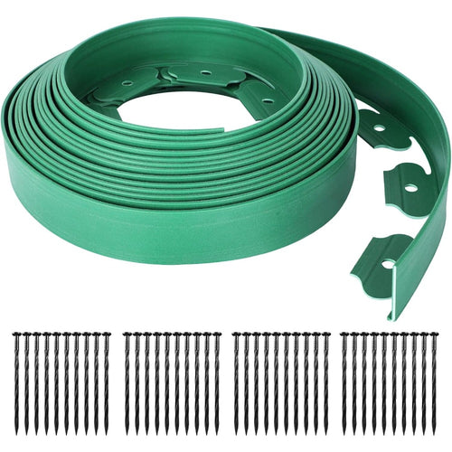 Garden Edging Borders 10m Landscape Edging Extra Tall 6cm High with 40pcs Stakes No Dig Garden Border Lawn Edging Mini Plastic Fence for Flowerbeds Grass (Black and Green)
