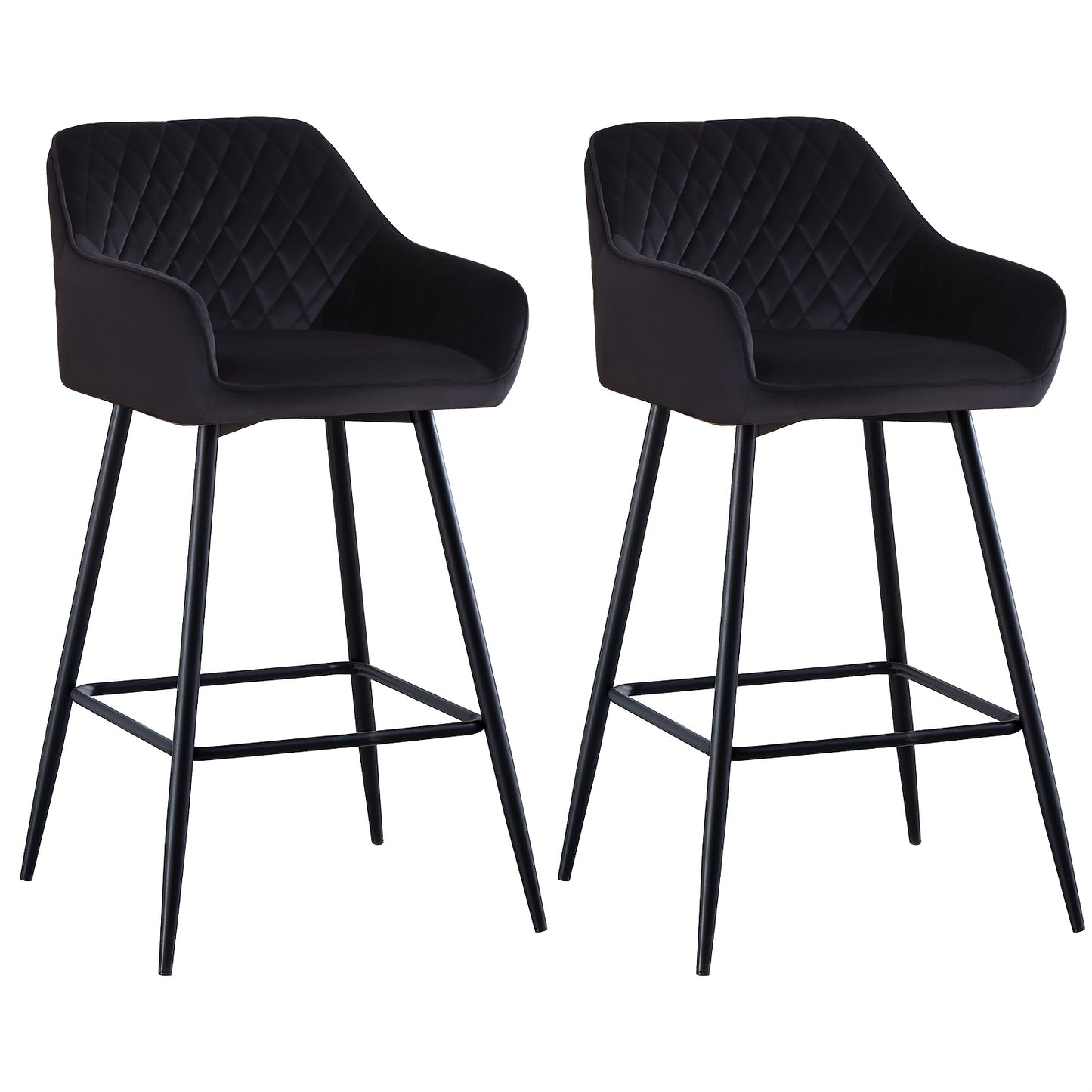 Velvet Bar Stools with Armrest & Backrest – Upholstered Breakfast Bar Chairs for Kitchen Counter Island Home Restaurant Set of 1 or 2