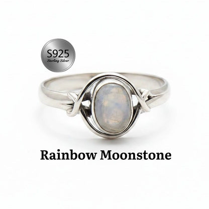 925 Sterling Silver Natural Gemstone Designer Ring~ Natural Gemstone Ring ~ Amethyst, Labradorite, Rainbow Moonstone, Carnelian, Malachite, Gift For Birthday