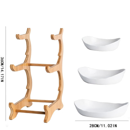 Wooden 3-Tier Fruit and Vegetable Basket with Wooden Legs - Versatile Kitchen Organizer for Fruits, Vegetables, and Iced Food - Perfect for Refrigerator Storage, Fruit Basket for Kitchen