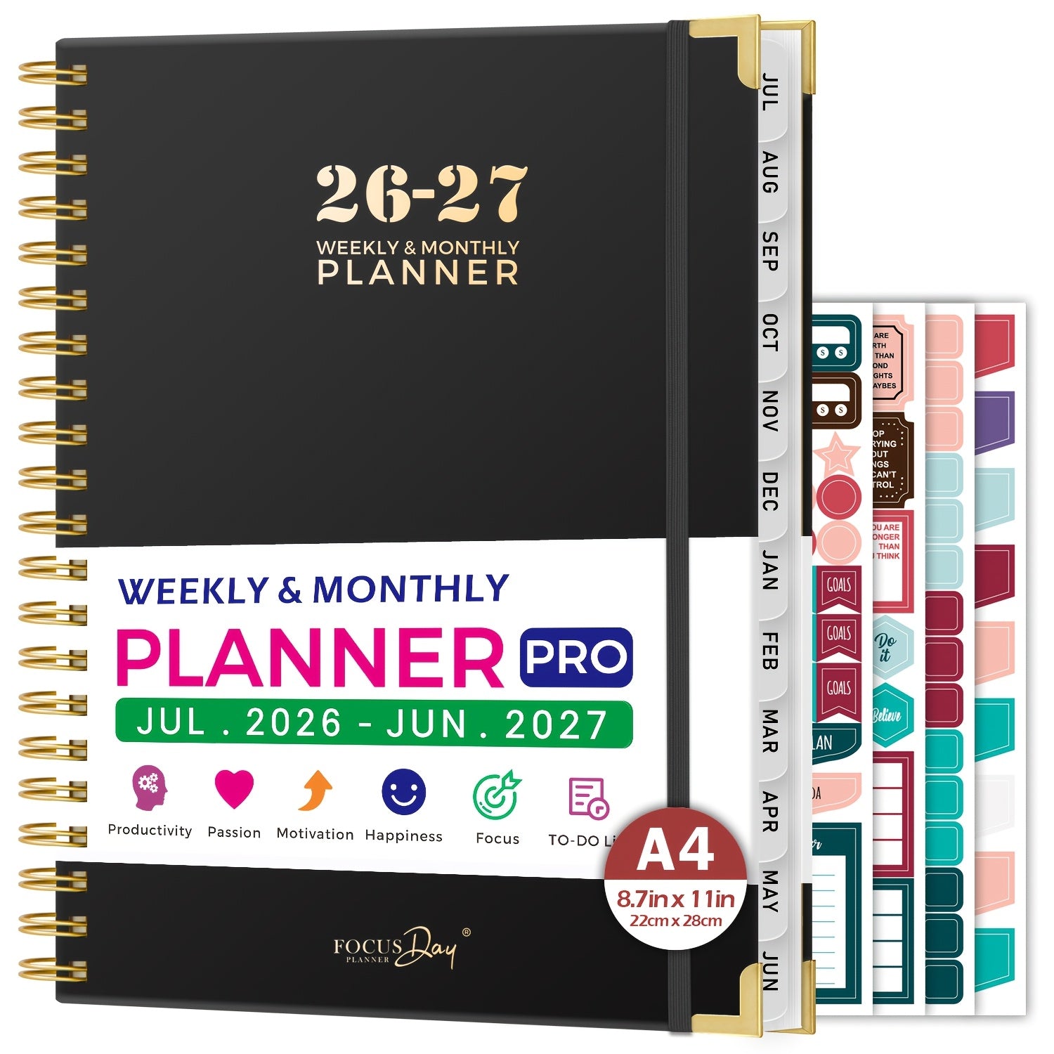 A4 Academic Diary 2026-2027 Week to View with 28 Cm - A4-Black option