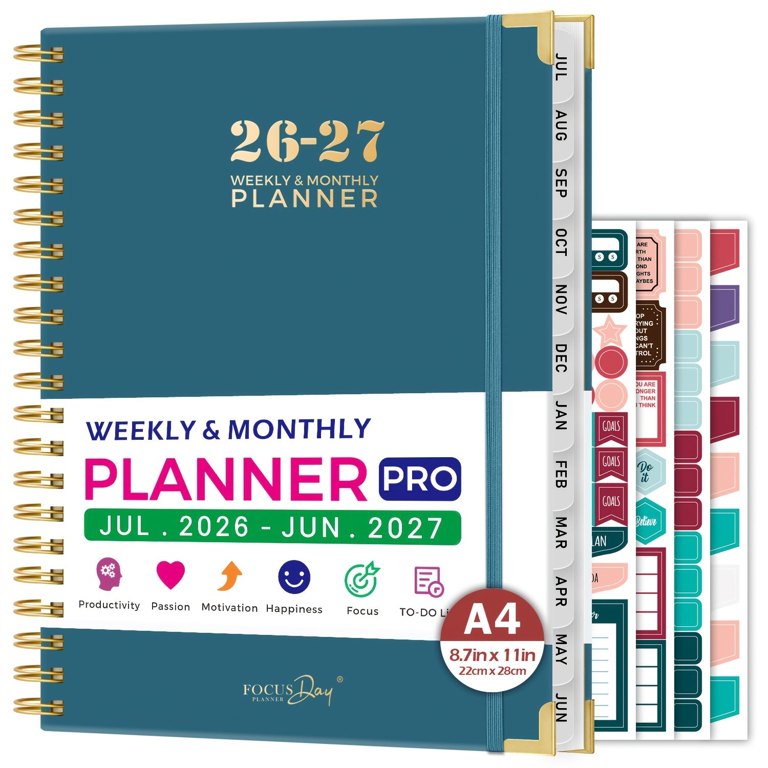 A4 Academic Diary 2026-2027 Week to View with 28 Cm - A4-Blue option