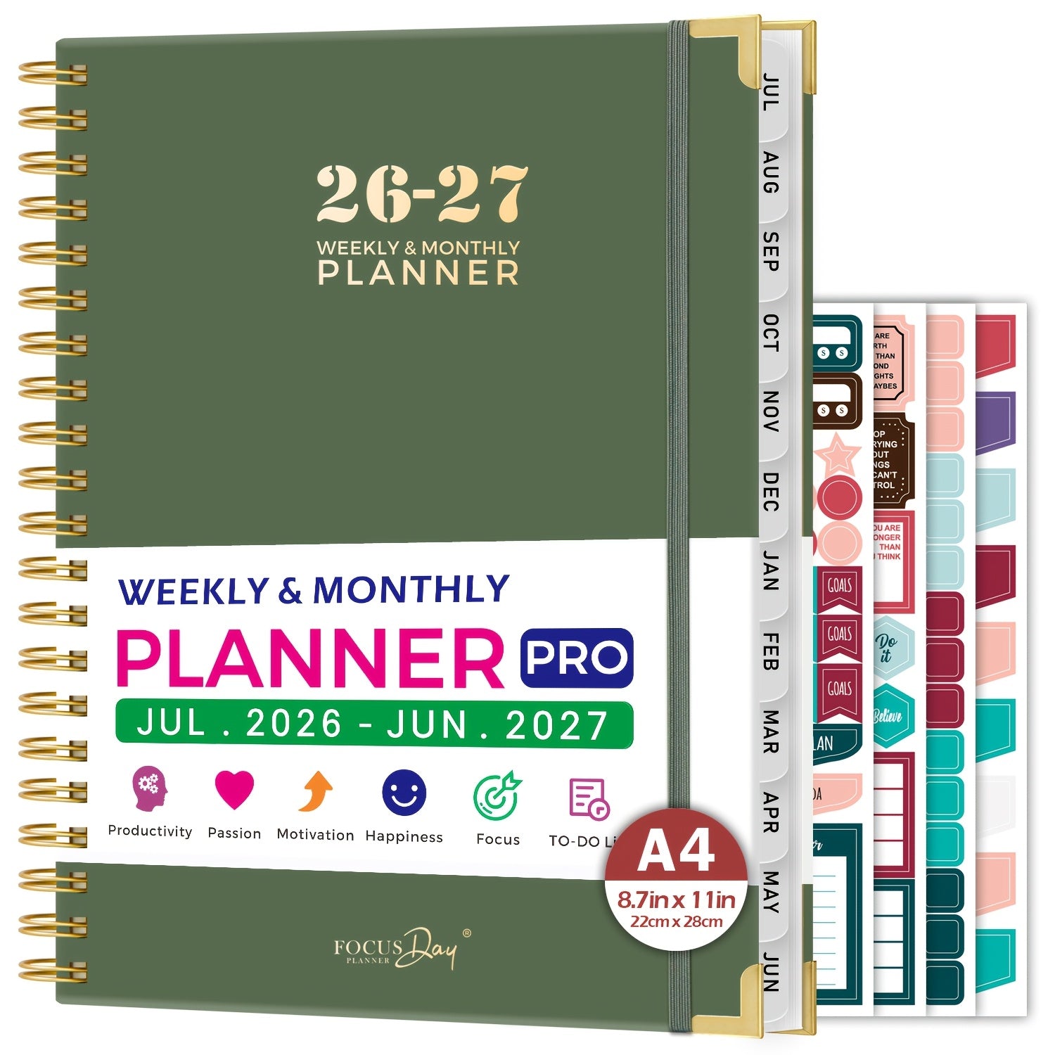 A4 Academic Diary 2026-2027 Week to View with 28 Cm - A4-Green option