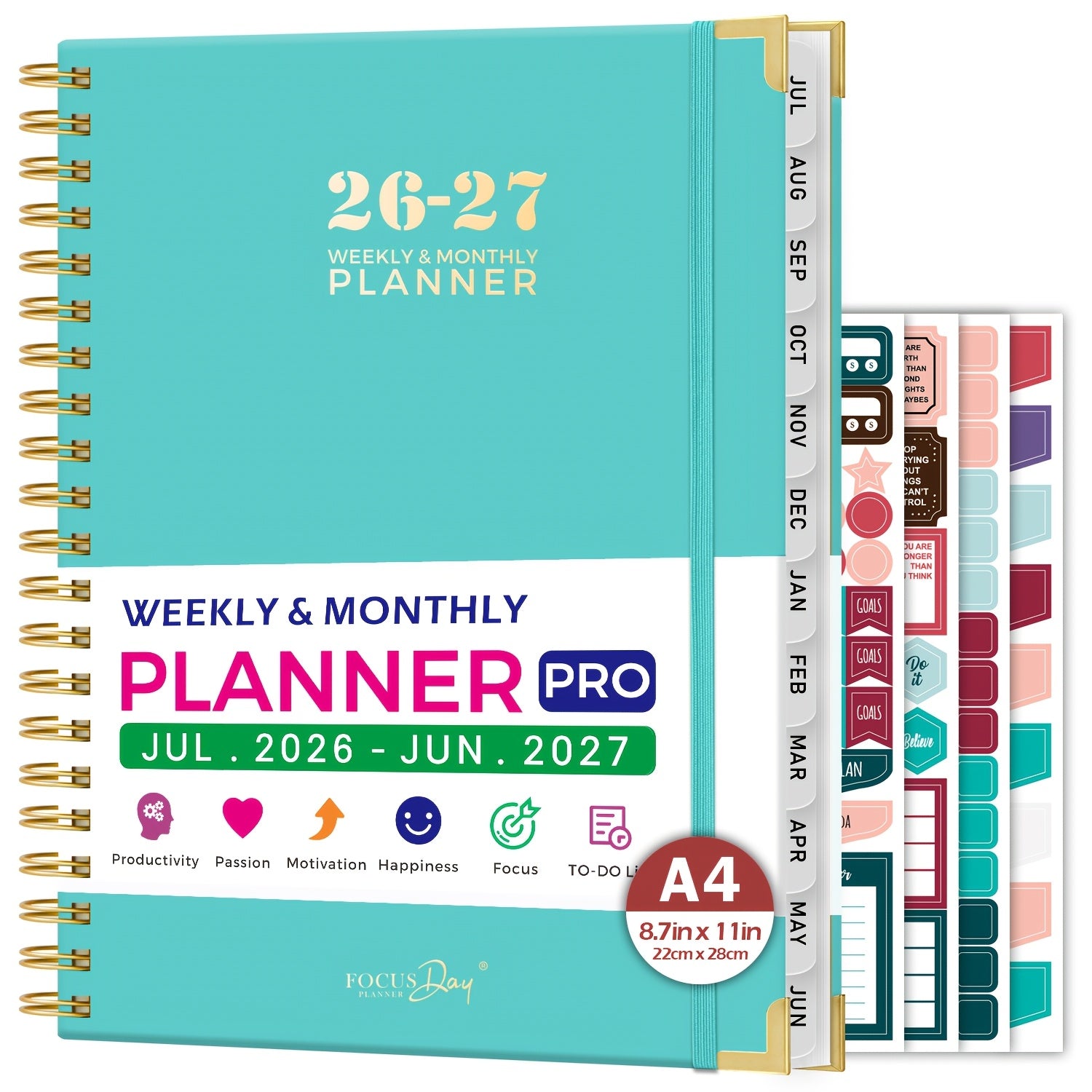 A4 Academic Diary 2026-2027 Week to View with 28 Cm - A4-Teal option