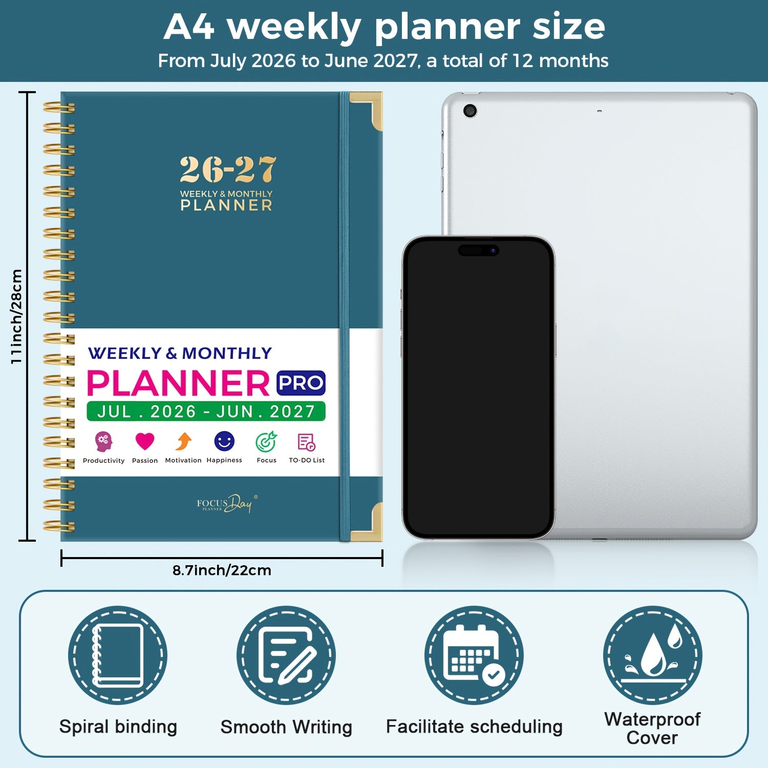 A4 Academic Diary 2026-2027 Week to View with 28 Cm - product gallery image 2