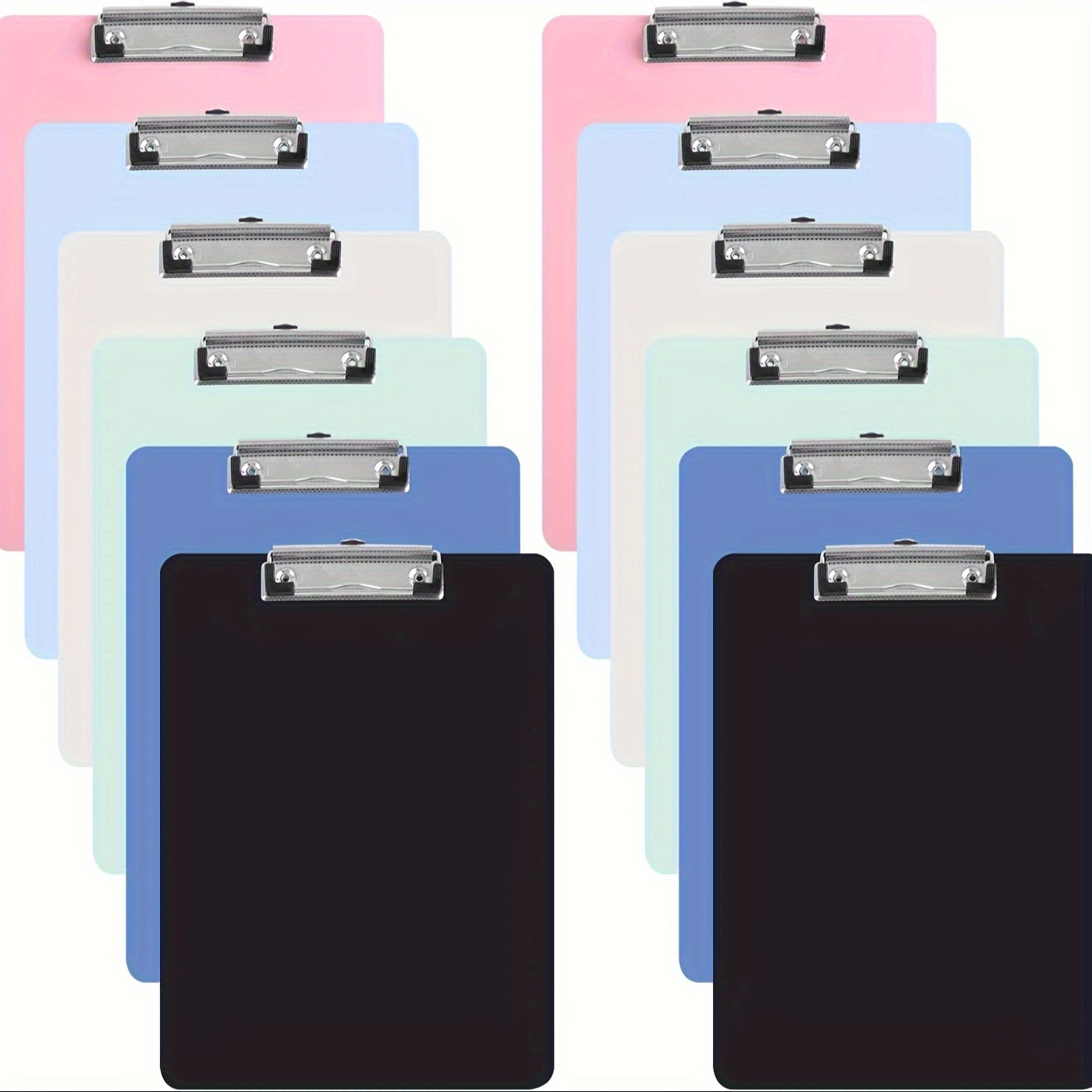 A4 Clipboard with Plastic, 12 Pack, 12pcs, Coloured Plastic Clipboards, Plastic Clip - 12pcs option