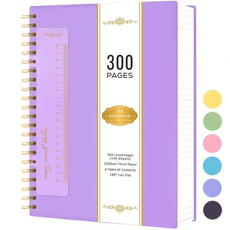 A4 Spiral Notebook Pages Notepad Bookmark Ruler, 100GSM Lined with 28.5cm