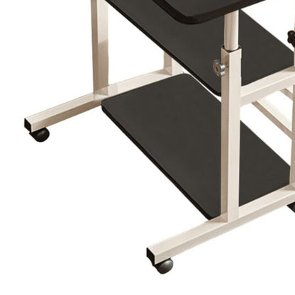 Multi-Purpose Sofa Side Table, 3-Tier Desk, Study And Reading Table, Laptop Desk, Movable Workbench with Storage Shelf, Height-Adjustable, Movable Dining Table, Bedside Table, Study Table, Home Bedroom Office Desk, 14.6*23.6*23.6-35.4 Inches