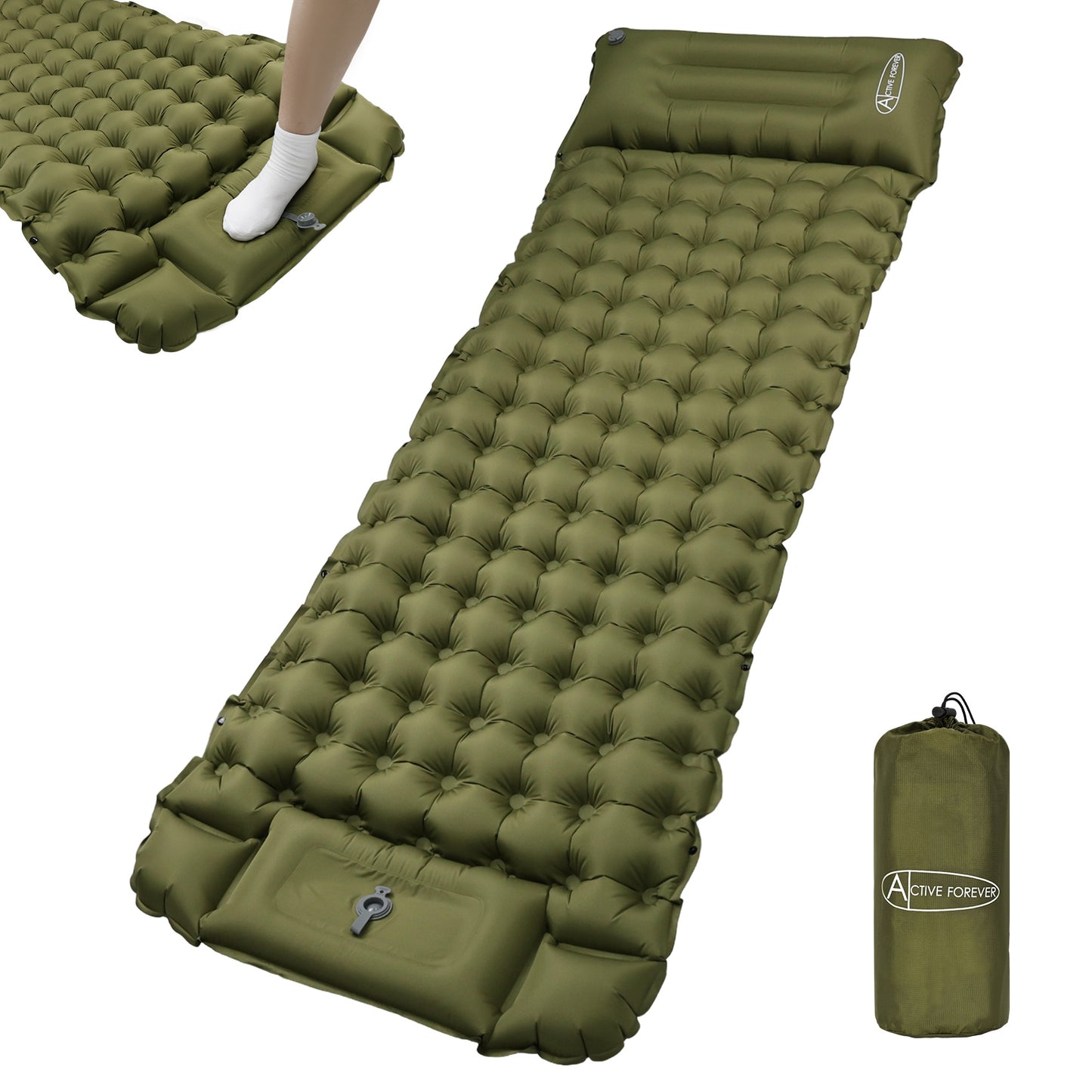 Inflatable Camping Mat, Ultralight Sleeping Mat with Pillow Air Mattress Single Pad Bed for Outdoor Backpacking Hiking Beach