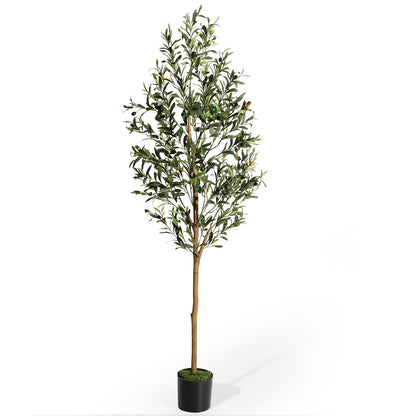 6FT/180cm Artificial Olive Tree Artificial Plant Large Artificial Plant Decoration Indoor Outdoor Home Office Kitchen Living Room Patio Garden Modern Decoration Best for Promotional Housewarming Halloween, Christmas Gift for Keeping Birds and Cats and Oth