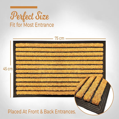 Heavy Duty Coir Door Mat Non Slip Washable Floor Mat with Tough Bristles for Indoor Outdoor Use Cleans Dirty Shoes Entryway Patio Porch BLS 45 x 75 CM