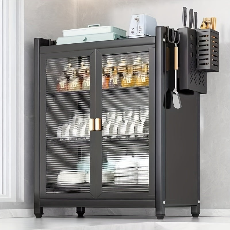 2/3-Tier Kitchen Metal Dish Storage Cabinet, Dish Rack for Kitchen, Kitchen Storage Unit, Kitchen Organizers And Storage, Multifunctional Kitchen Organizer, Kitchen Counter Extension for Plates And Bowls, for Home Kitchen, Utility Racks