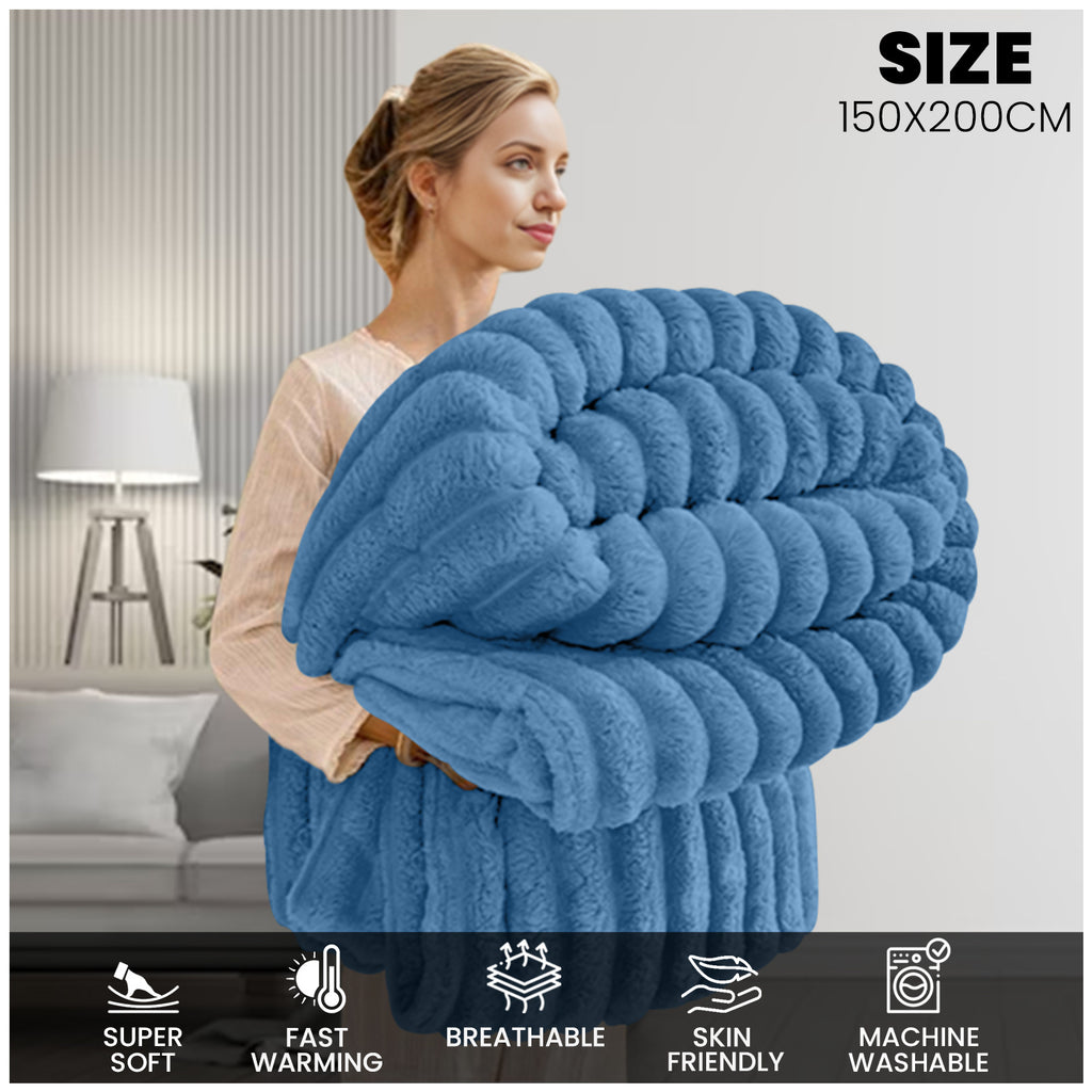 GC GAVENO CAVAILIA Ribbed Fleece Throw – 150 x 200cm