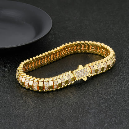 ICEDCHICS 1pc 9mm Snake Bone Armband Polygonal Armband Hip Hop Armband Unisex Armband Vatertag Muttertag Weihnachten Valentinstag Geburtstag Jahrestag Geschenk