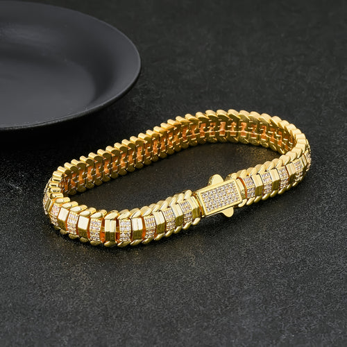 ICEDCHICS 1pc 9mm Snake Bone Armband Polygonal Armband Hip Hop Armband Unisex Armband Vatertag Muttertag Weihnachten Valentinstag Geburtstag Jahrestag Geschenk