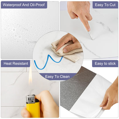 Self-Adhesive Marble Wall Tile Stickers - Peel and Stick Tiles, 32 Pieces, 60x30cm, for Kitchen, Bathroom Backsplash, DIY Home Décor