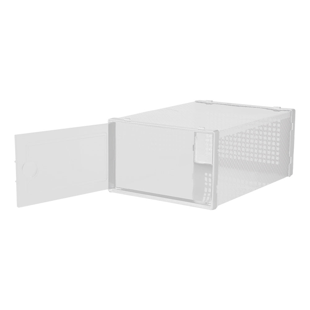 Pack of 12 Stackable Shoe Organizers Shoe Storage Boxes with Dustproof Doors, Large Shoe Boxes Transparent Foldable Shoe Storage Cabinet, Portable Space-saving Shoe Box, Under Bed Shoe Containers, Versatile Footwear Containers Holder for Entryway, Closet,