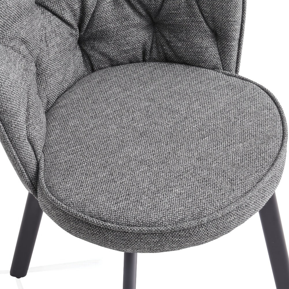 Fabric Dining Chairs Set of 2 or 4 – Upholstered High Back with Padded Seat & Black Metal Legs, Comfortable Kitchen & Dining Room Chairs for Lounge or Bedroom