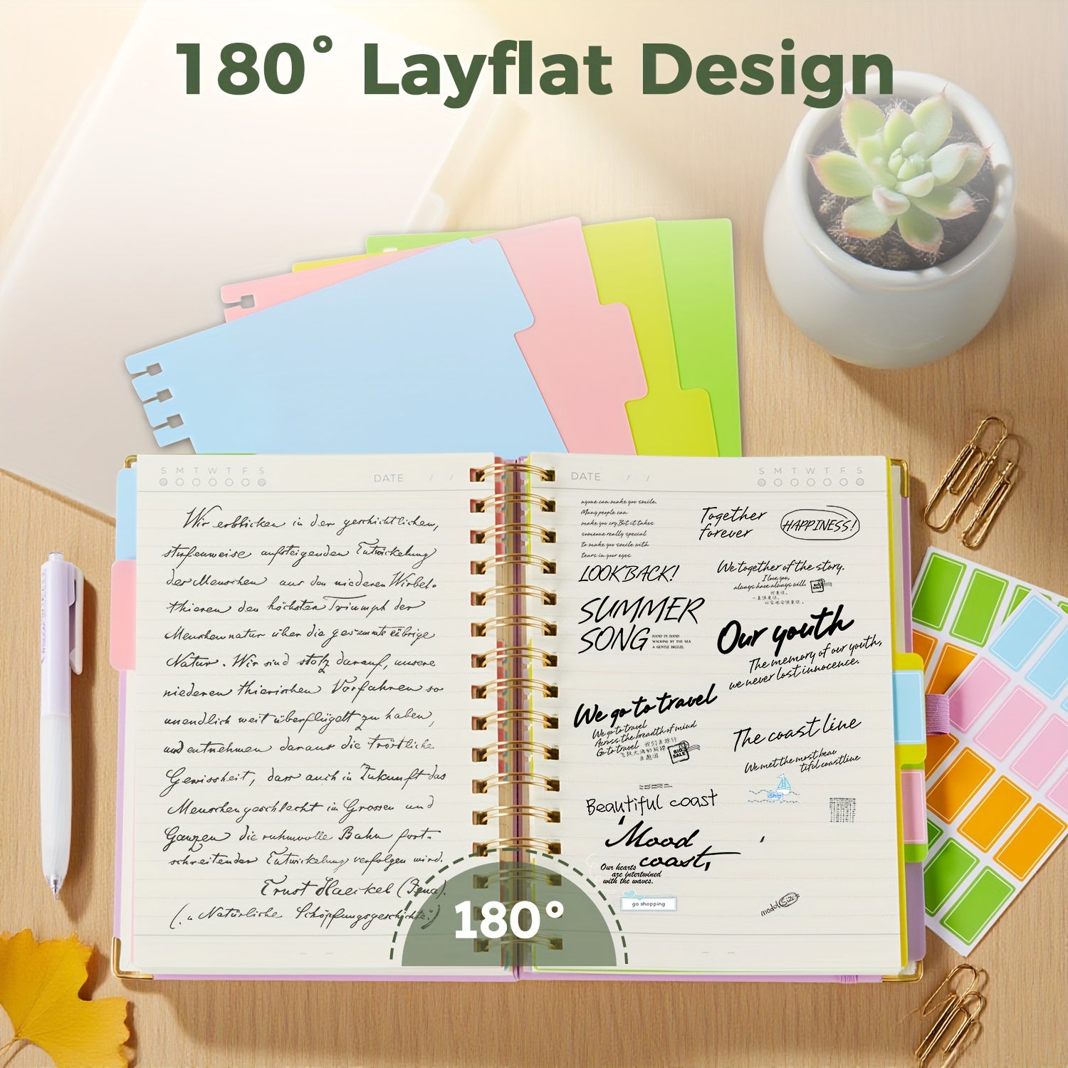 A5 Spiral Notebook with Divider Dividers, Subject Pages/150 Sheets 100GSM with 21cm - product gallery image 4