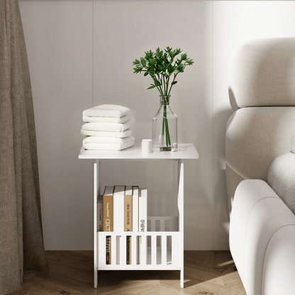 Small Side Table Side End Coffee Table Beside lamp Stand Nightstand Storage Shelf for Living Room Bedroom Bathroom Office Hallway White